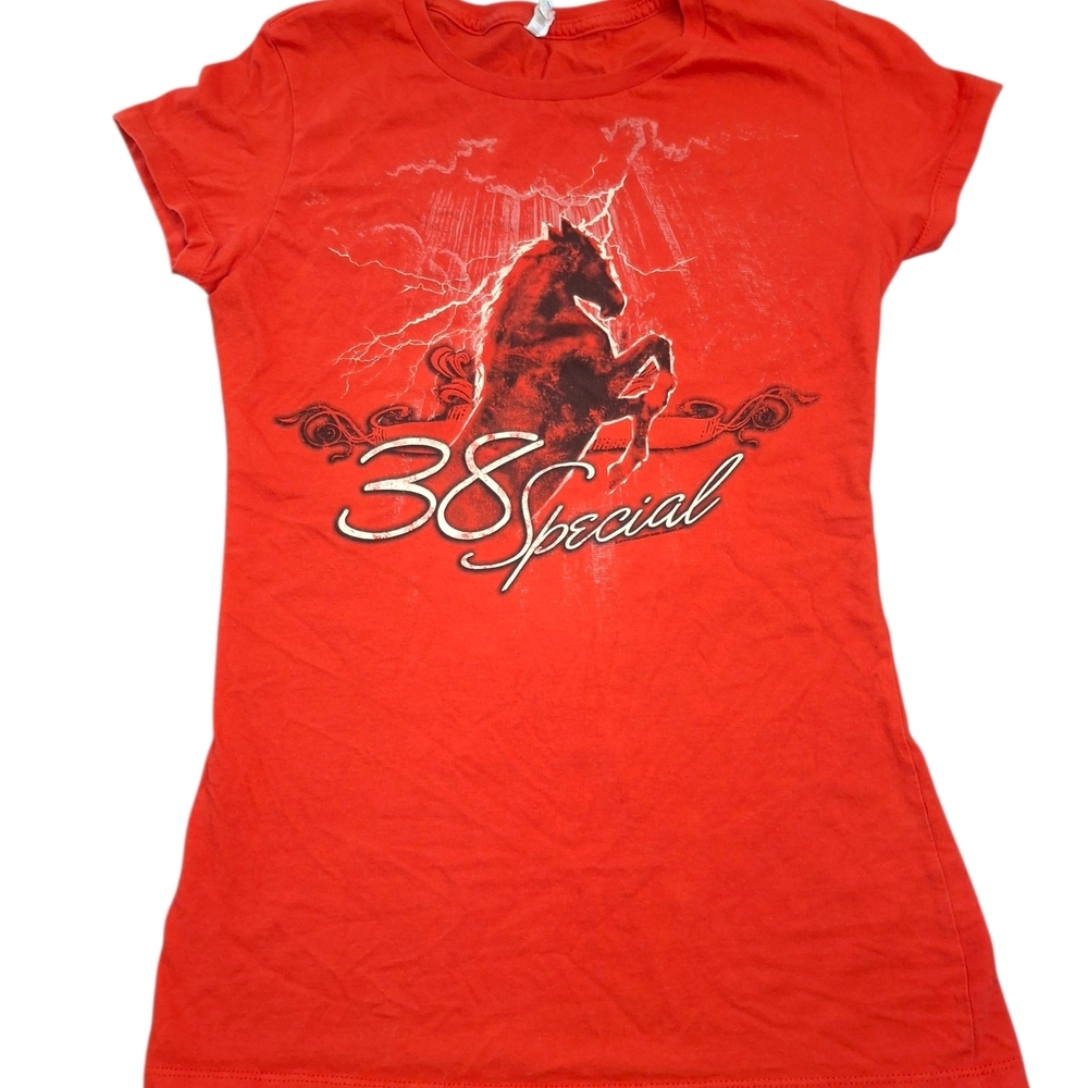 38 Special Red Graphic Band Tee with Horse Womens Large